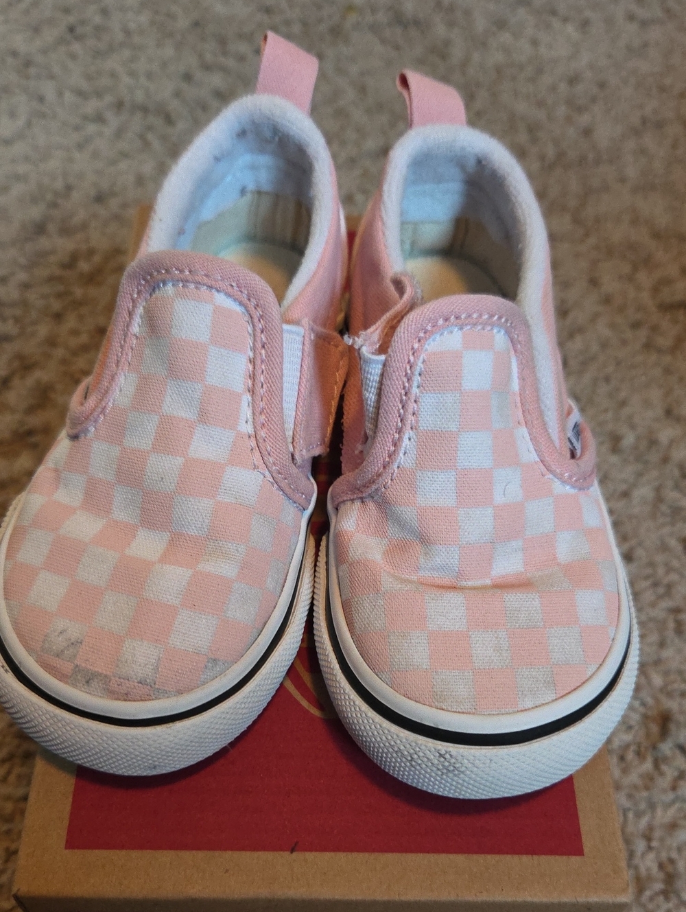 Vans Kids Slip-On Checkerboard Sneakers - Light Pink & White